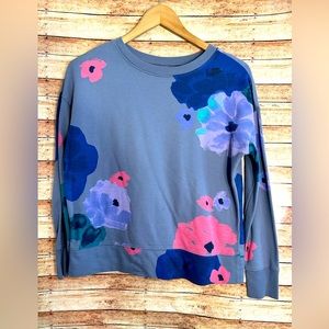 Aerie woman size small sweatshirt, floral, gray, and blue